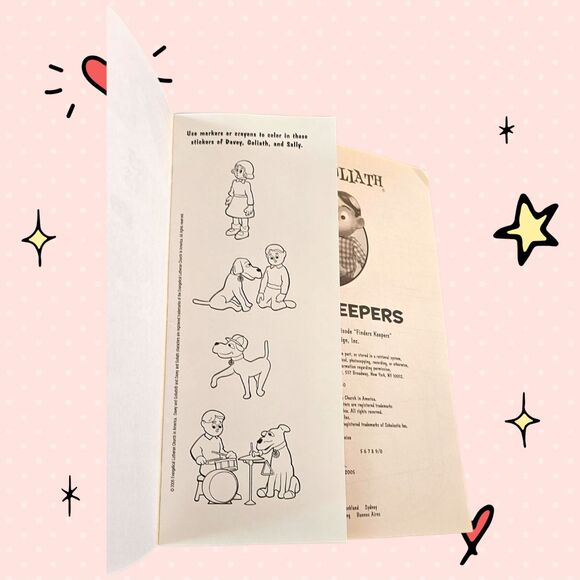 Vtg Davey and Goliath coloring book with stickers NOS - Picture 3 of 5